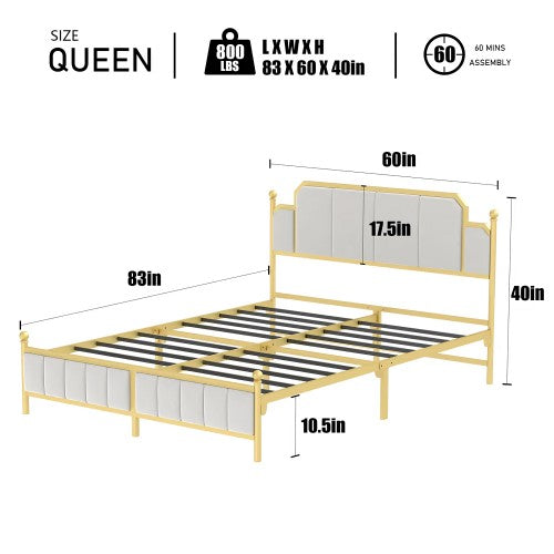 16pcs Queen Size Upholstered Bed Frame, Metal Bed Frame with Linen Fabric Headboard, Under Bed Storage, No Box Spring Required (Pallet) 16pcs Queen Size Upholstered Bed Frame, Metal Bed Frame with Linen Fabric Headboard, Under Bed Storage, No Box Spring Required (Pallet)